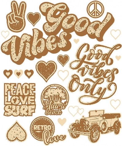 Retro strijkapplicaties – groot vel 20 × 30 cm