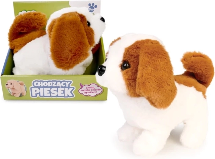 Lopende pluchen hond 15 cm