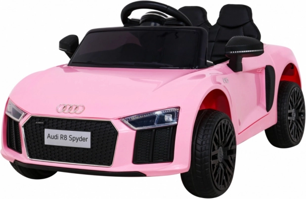 Audi R8 op accu voor kinderen Roze + Afstandsbediening + EVA + Langzame start + MP3 LED