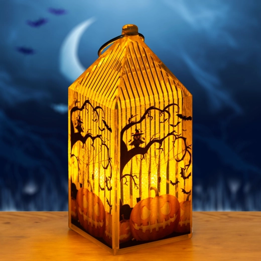 Halloween-ledlantaarn met pompoenmotief
