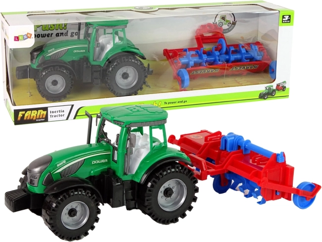 Tractor met ploeg met wrijvingsaandrijving – rood