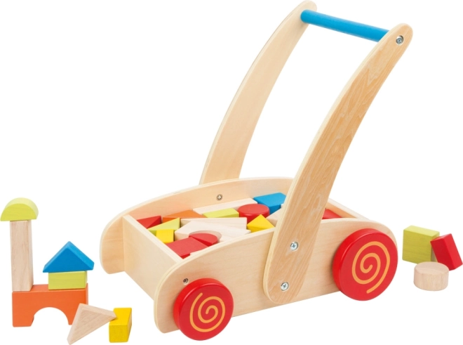 Houten loopwagen met blokken SMALL FOOT