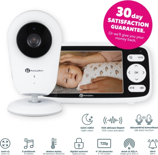 Digitale babyfoon PETITE&MARS Nano 4.0 met 4" HD‑display