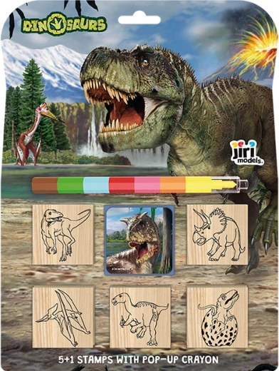 Stempels 5+1 met waskrijt Dino’s
