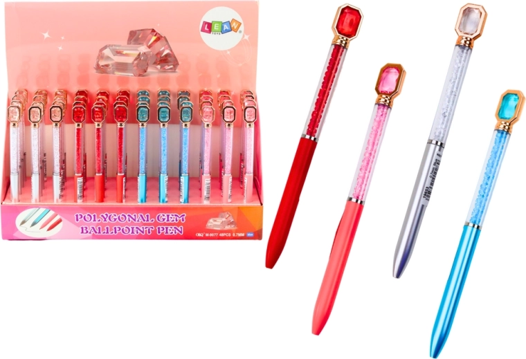 Balpen met kristallen, blauwe inkt 0,7 mm