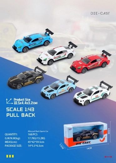 Metalen raceautootje 10,5 cm met terugtrekmechanisme