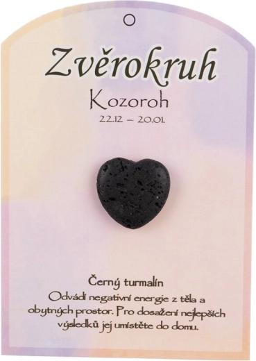 Zwarte toermalijn (schorl) – gepolijst hart, talisman voor het sterrenbeeld Steenbok