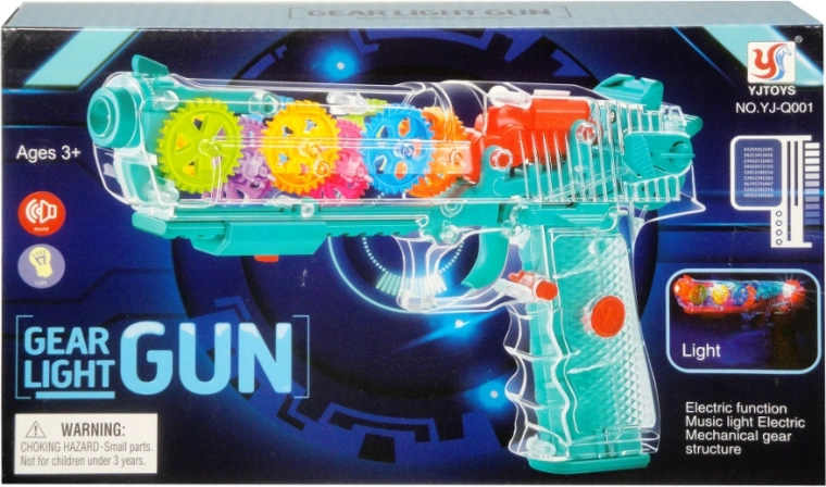 Transparant pistool met licht en geluid