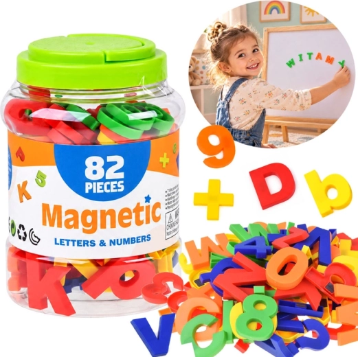 Magnetische letters en cijfers voor op de koelkast – educatieve set van 82 onderdelen