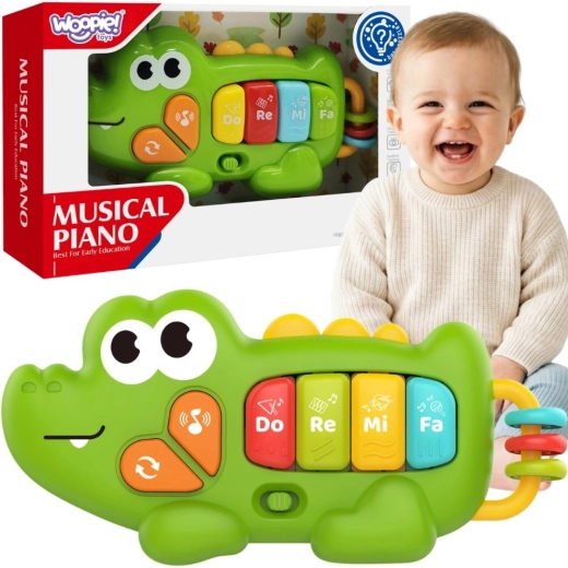 Woopie baby interactieve pianokrokodil met geluiden en licht 18m+