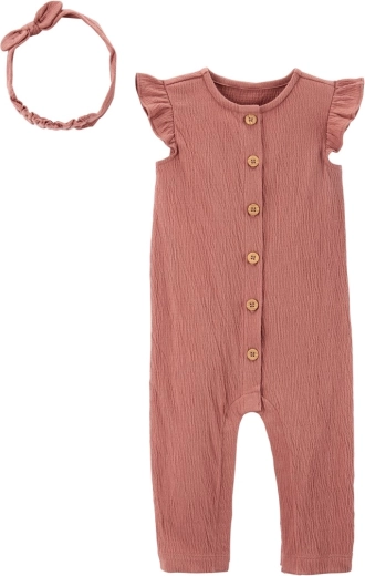 Carter's meisjes set mouwloze romper en haarband roze