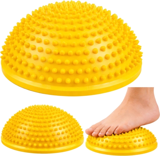 Senzomotorische balanseenheid (halve bol) voor voetmassage 16 cm – geel