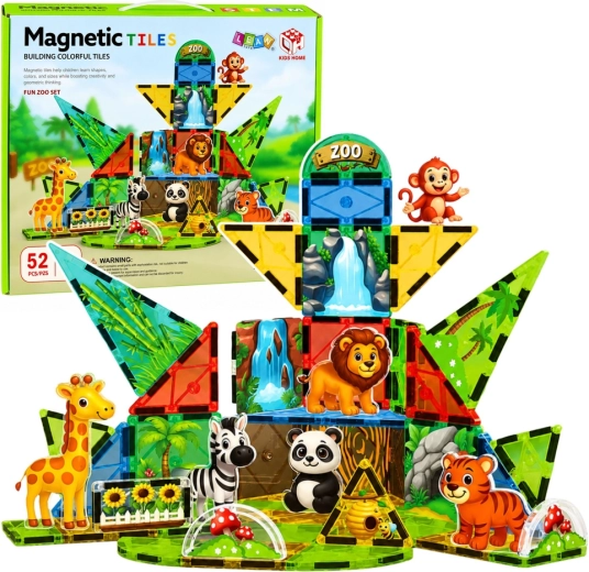 Magnetische constructieblokjes zoo – wilde dieren 52 delen