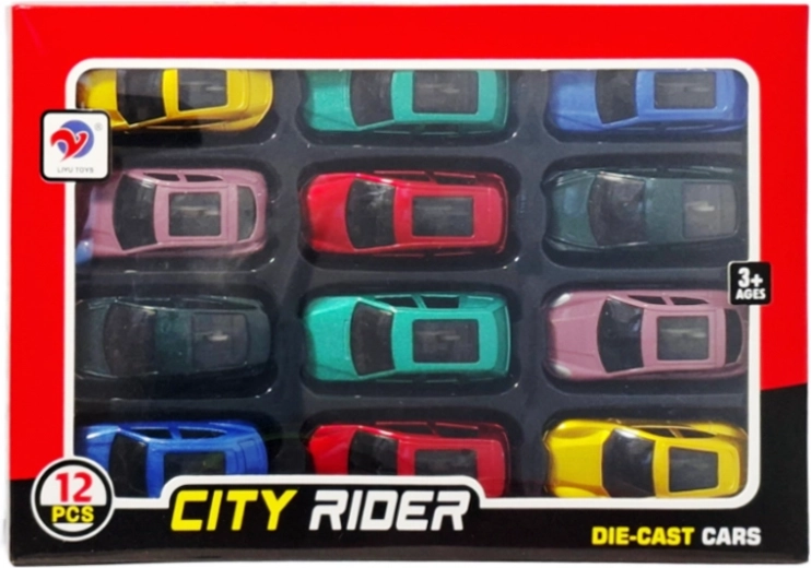 Metalen auto's – set van 12 stuks