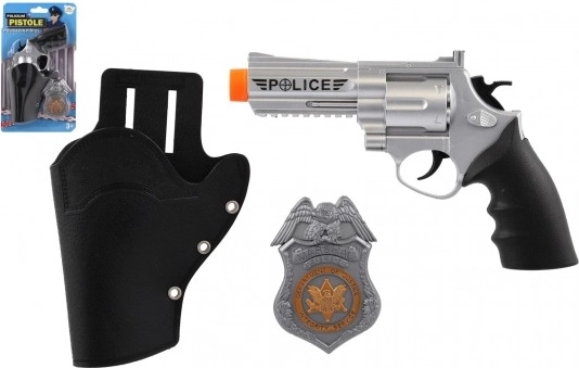 Kinde politie set: revolver met holster en badge