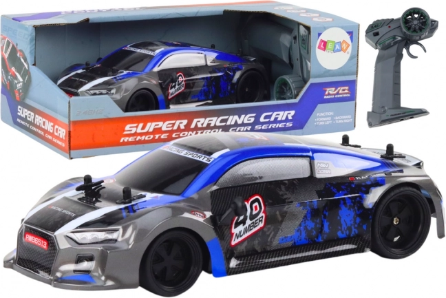 RC auto 1:18 met rubberen driftbanden, blauw
