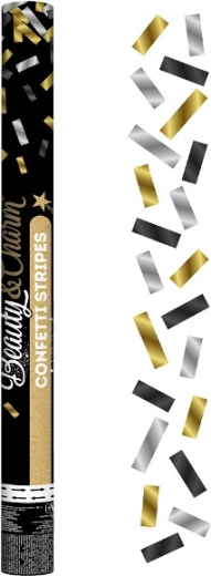 Pneumatische confetti goud, zilver en zwart – folie