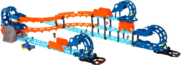 Interactieve racebaan met tunnel en dubbelzijdig autootje, licht en geluid, 80 delen