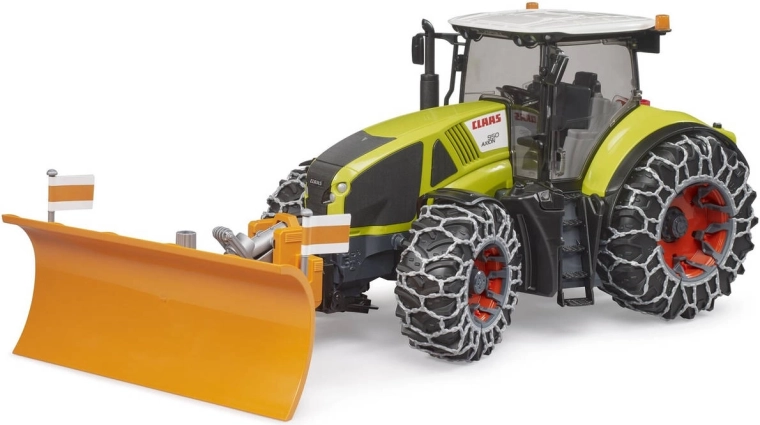 Claas Axion 950-tractor met sneeuwkettingen en sneeuwschuif Bruder