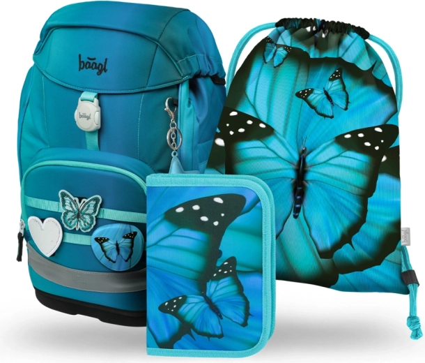 Baagl schoolset 3-delig Airy Plus Butterfly – rugzak, etui en gymsack