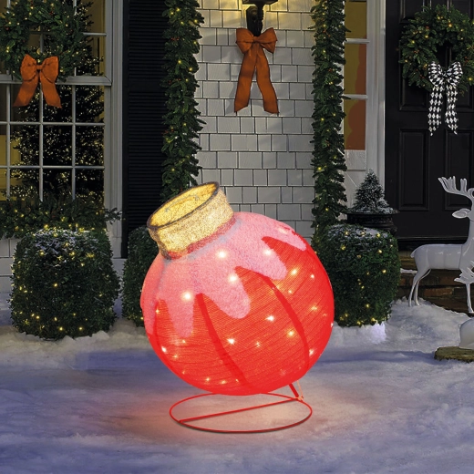 Lichtdecoratie kerstbal met 60 LED's, rood
