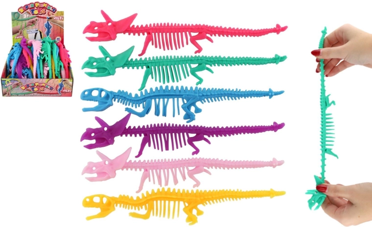 Anti-stress rekbare dinosaurus-skelet van siliconen 22 cm