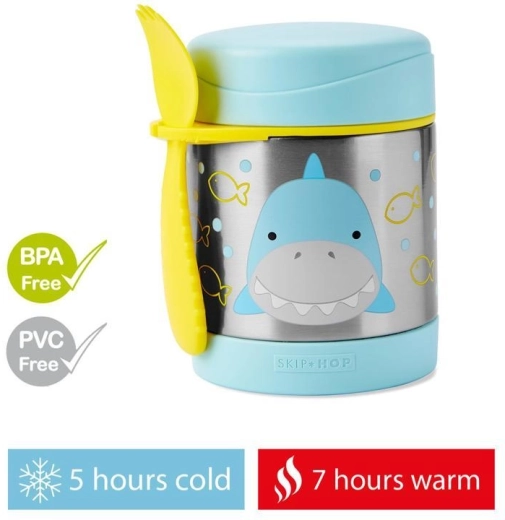 Skip Hop Zoo kinderthermos voor voedsel met lepelvork Haai 325 ml