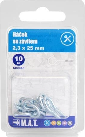 Haak met schroefdraad 25 × 2,3 mm, verzinkt (10 stuks)
