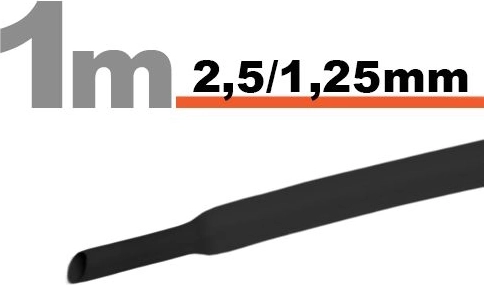 Zwarte krimpkous 2,5 / 1,25 mm