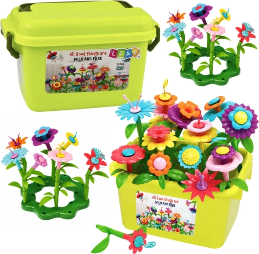 Lean Toys constructiespeelgoed bloementuin in box (73 onderdelen)