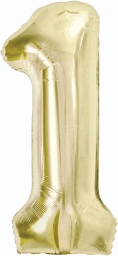 Folieballon cijfer 1 champagnekleurig