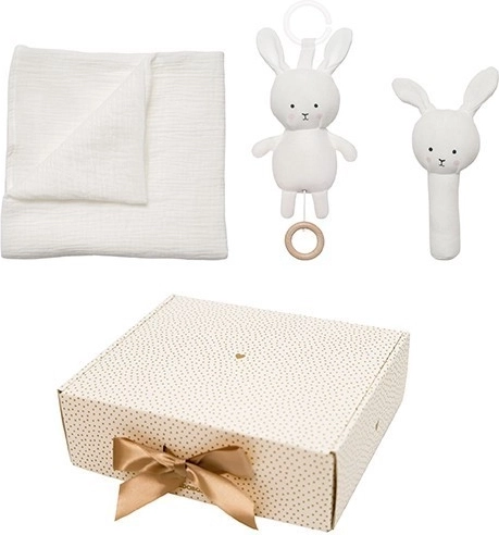 Jabadabado cadeauset voor baby met mousselinedoek bunny