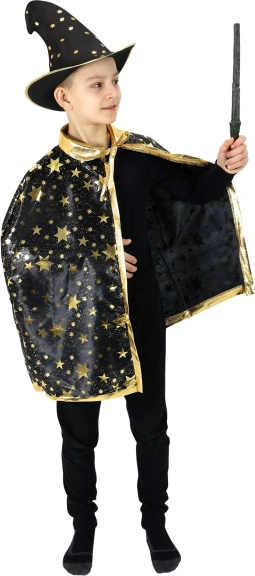 Kinderkostuum tovenaarsmantel zwart