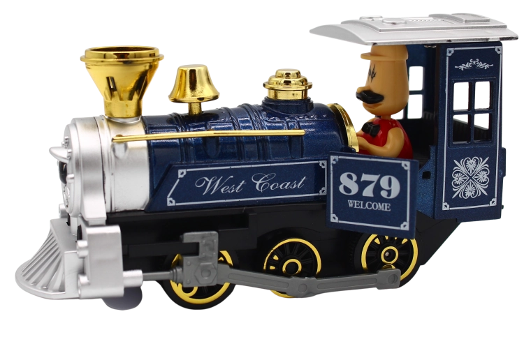 Metalen locomotief met geluid en licht, 15 cm