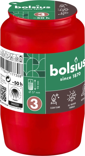 Navulling voor grafkaars rood 2,5 dagen brandduur 9,6 cm