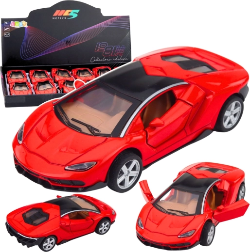 Metalen sportwagen 1:32 rood met licht en geluid