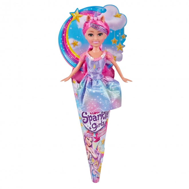 Pop fee-eenhoorn SPARKLE GIRLZ 28 cm in kegelverpakking