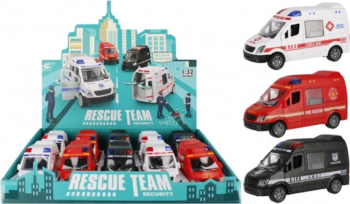 Reddingsvoertuigen – brandweer, politie en ambulance, 12 cm