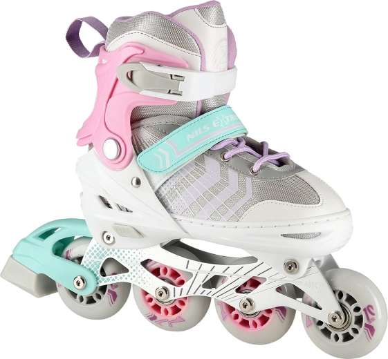 Kinder verstelbare schaatsen 4-in-1 NILS Extreme NH18192 wit-roze – L (39-43)