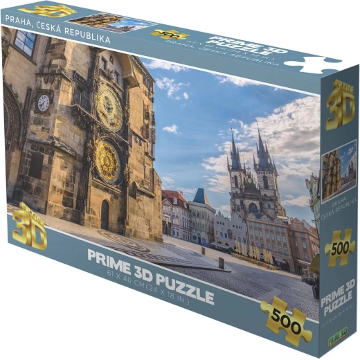 Prime 3D-puzzel Tsjechië: Praag (Oude Stadsplein, astronomische klok) 500 stukjes, holografisch