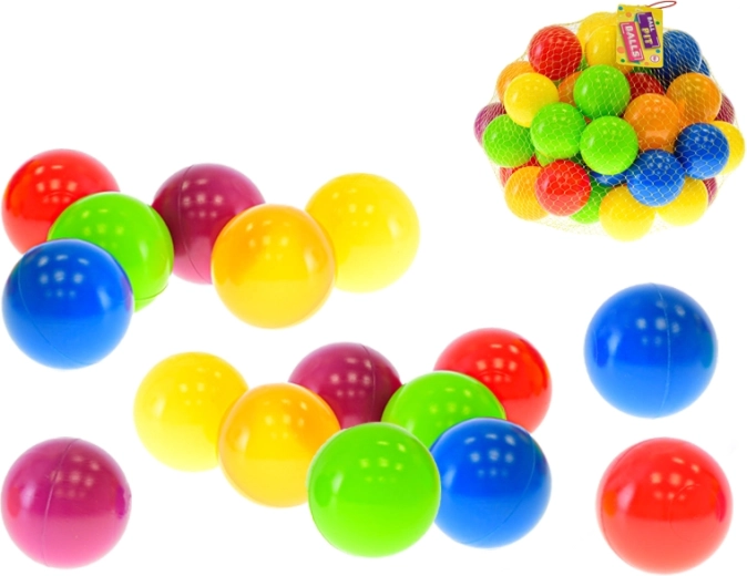 Gekleurde ballen voor speelhoek 6 cm, 50 stuks in net