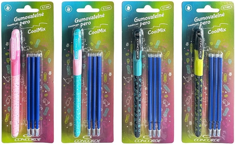 Gumiseerbare pen Concorde CoolMix, blauw 0,7 mm + 3 navullingen
