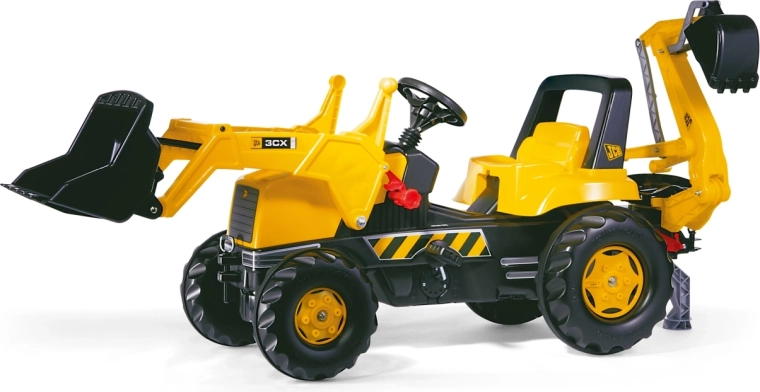 Rolly Toys traptractor Rolly Junior JCB met voorladerbak en achterste graafarm