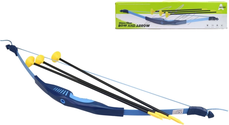 MaDe kinderboog blauw 70 cm met 3 pijlen met zuignap