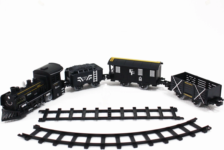 Elektrische treinbaan – stoomlocomotief met rook, licht en geluid op batterijen