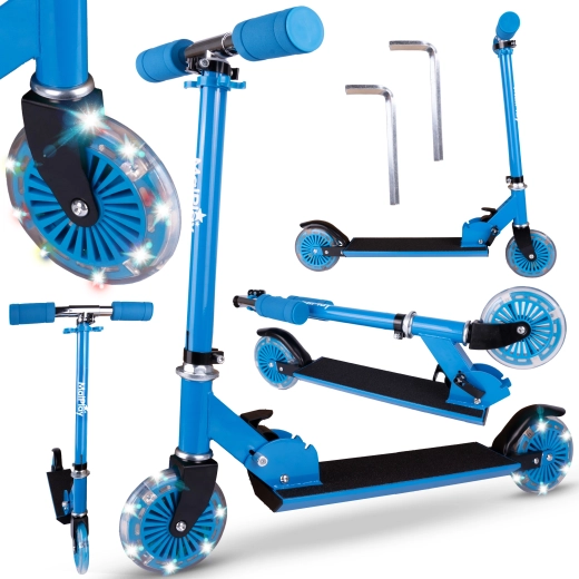 Tweedelige step met lichtgevende wielen blauw