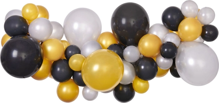 Set voor ballon-girlande zilver-goud-zwart
