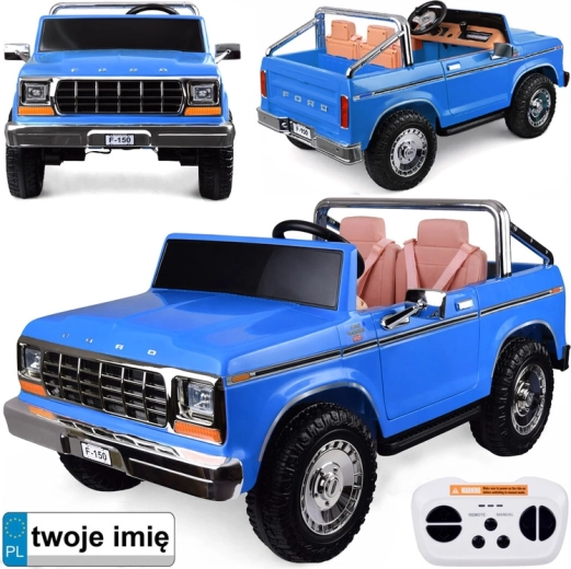 Elektrische kinderauto FORD Bronco Pickup voor twee – blauw