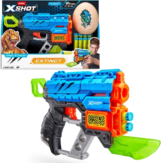 X-Shot Dino Attack Extinct blaster met middelgroot ei en 8 darts