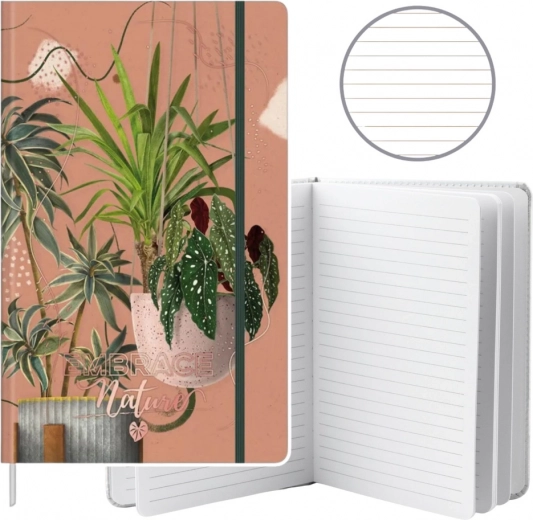 Notitieblok met lijnen met bladmotive A5